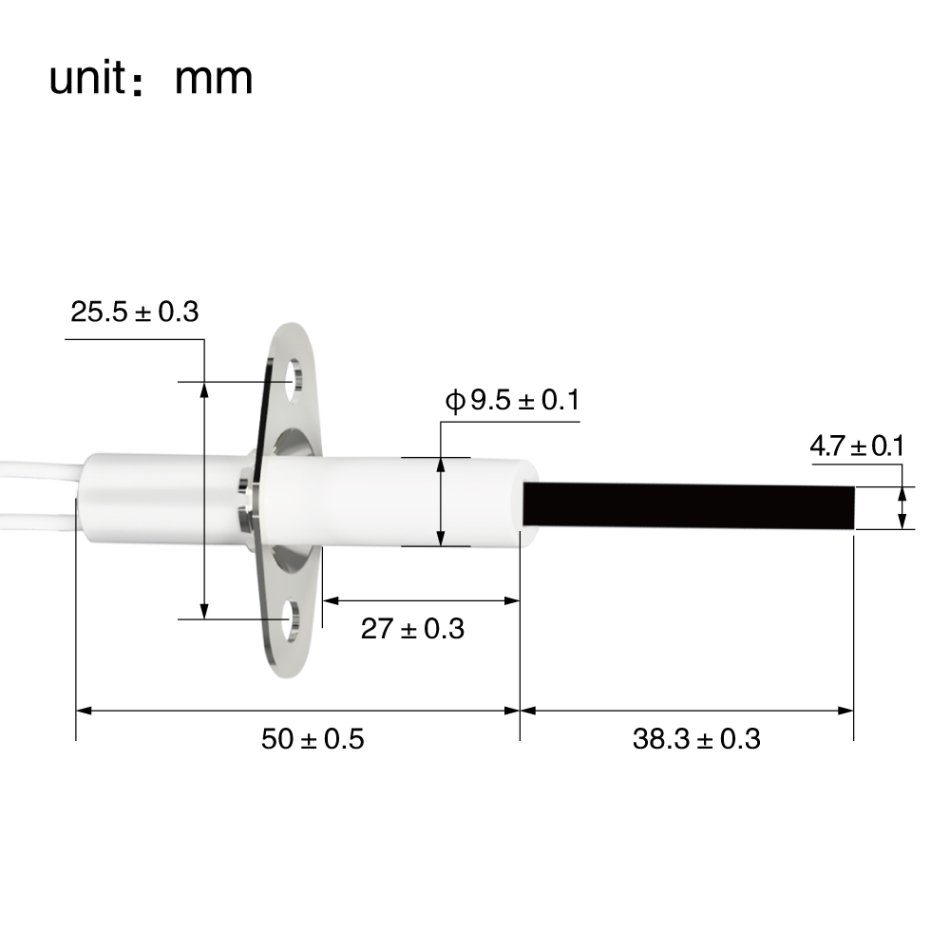 Ceramic heater element suitable for industrial heating applications