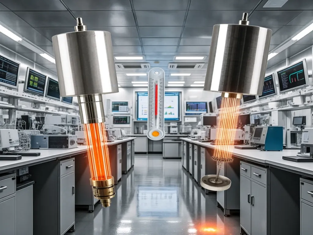 Ceramic heating elements being tested in a high-tech laboratory.