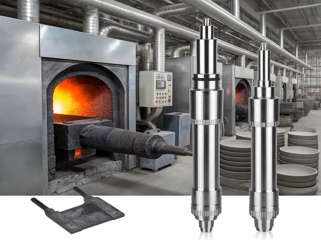 Industrial furnace with flame igniter parts and ceramic plates