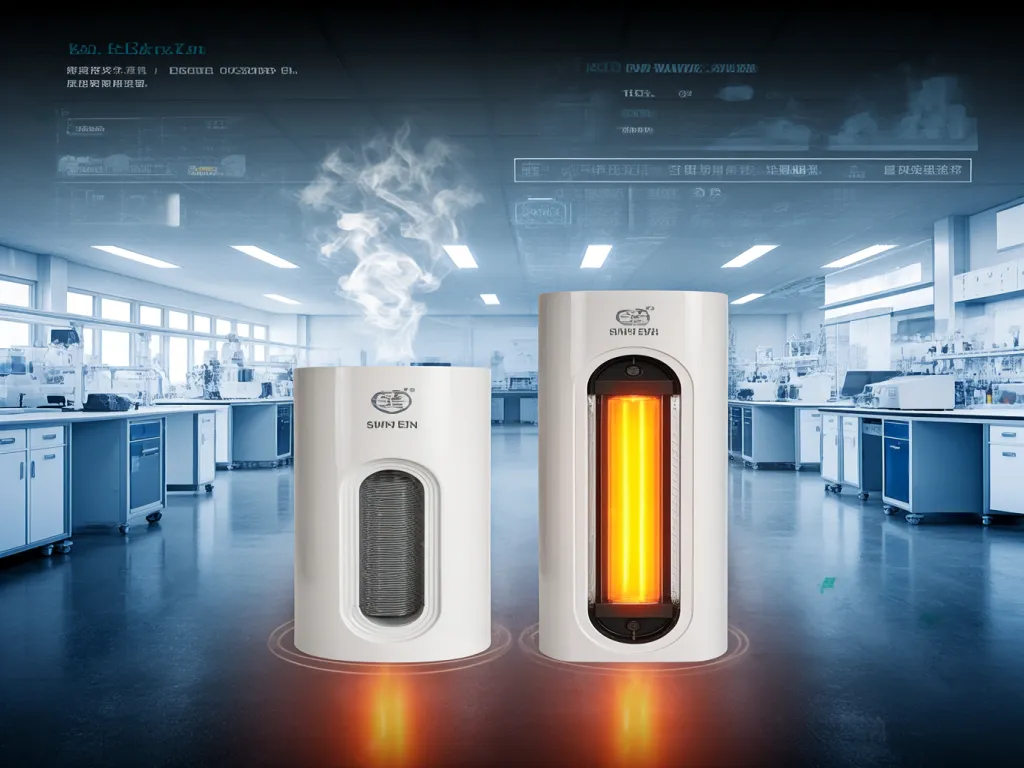 Heating elements in a laboratory setting with steam rising.